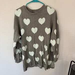 Lane Bryant Gray & Mint Green Pullover Sweater Women's Plus Size 22 / 24 Hearts